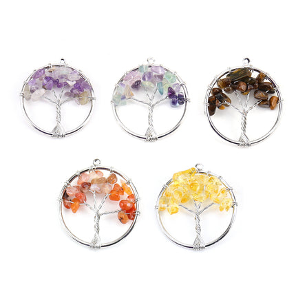 Set De 5 Colgantes Con Árbol De La Vida Hecho De Piedras Naturales