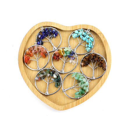 Set De 5 Colgantes Con Árbol De La Vida Hecho De Piedras Naturales