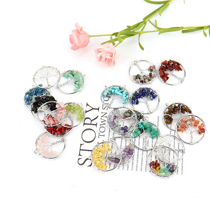 Set De 5 Colgantes Con Árbol De La Vida Hecho De Piedras Naturales