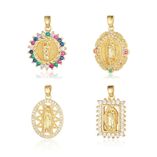 4PCS Set De Colgantes Elegantes Con Diferentes Imágenes De Virgen María