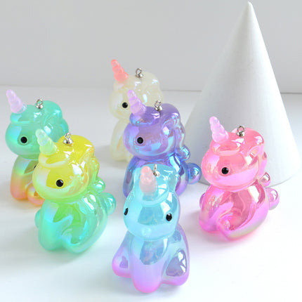 5PCS Set De Colgantes Con Diseño De Unicornio En Colores Degradados