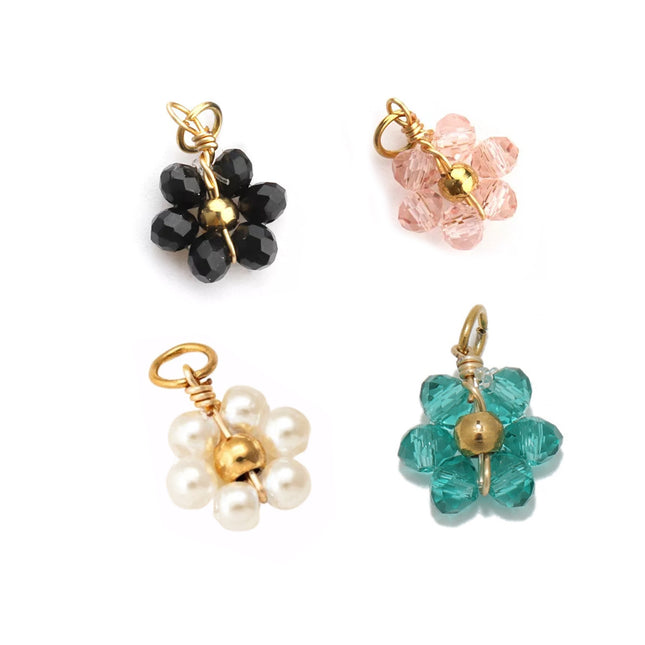 4PCS Set De Colgantes Elegantes: Flor De Margarita De Cristal