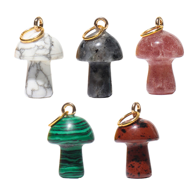 5PCS Set De Colgantes Vintage Con Cristales En Forma De Hongo