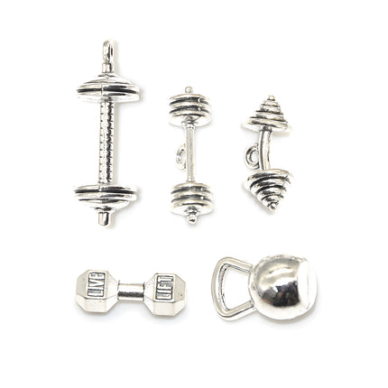 5pcs Set De Colgantes De Aleación Minimalistas De Levantamiento De Pesas