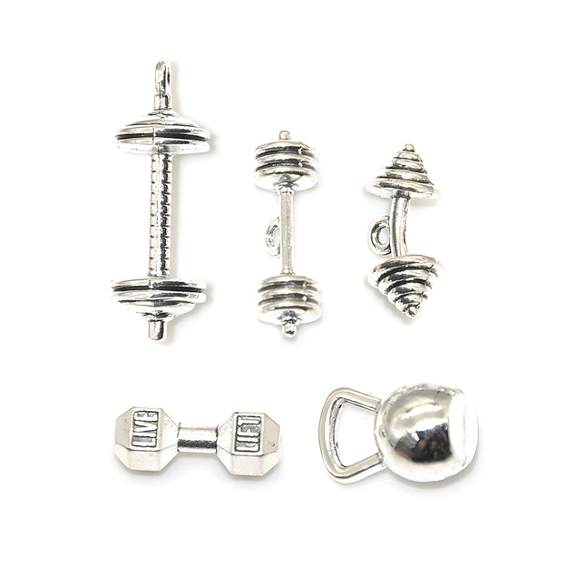 5pcs Set De Colgantes De Aleación Minimalistas De Levantamiento De Pesas