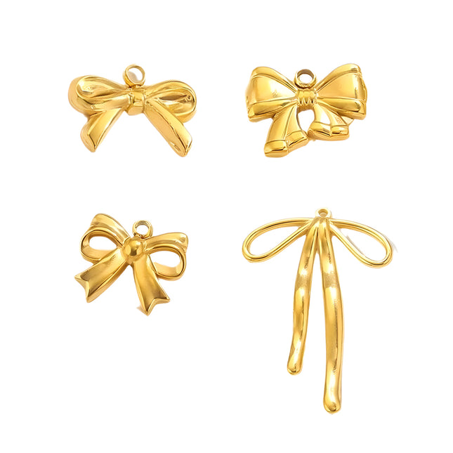 4PCS Set Colgantes De Acero Inoxidable Lazo Dorado Diferentes Diseños