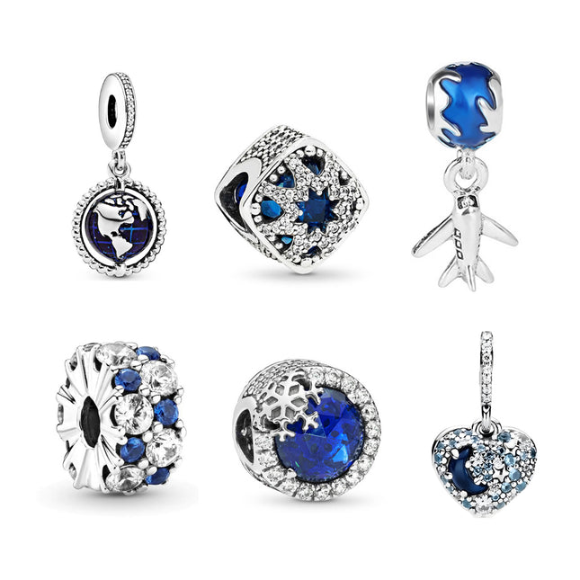 Set 6 Colgantes de Aleación, Serie Azul con Elegante Diseño de Esfera