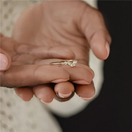 Juego De Anillos Con Diseño Elegante Y Moderno De Aleación Chapado En Oro 14K
