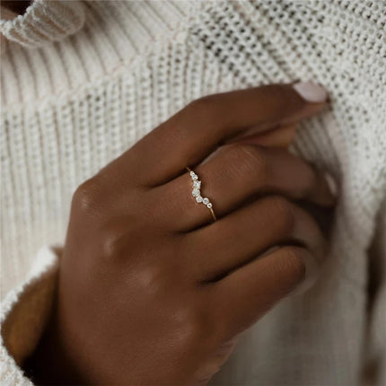 Juego De Anillos Con Diseño Elegante Y Moderno De Aleación Chapado En Oro 14K